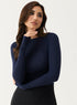 Long Sleeve Ponte Top - Navy Bue